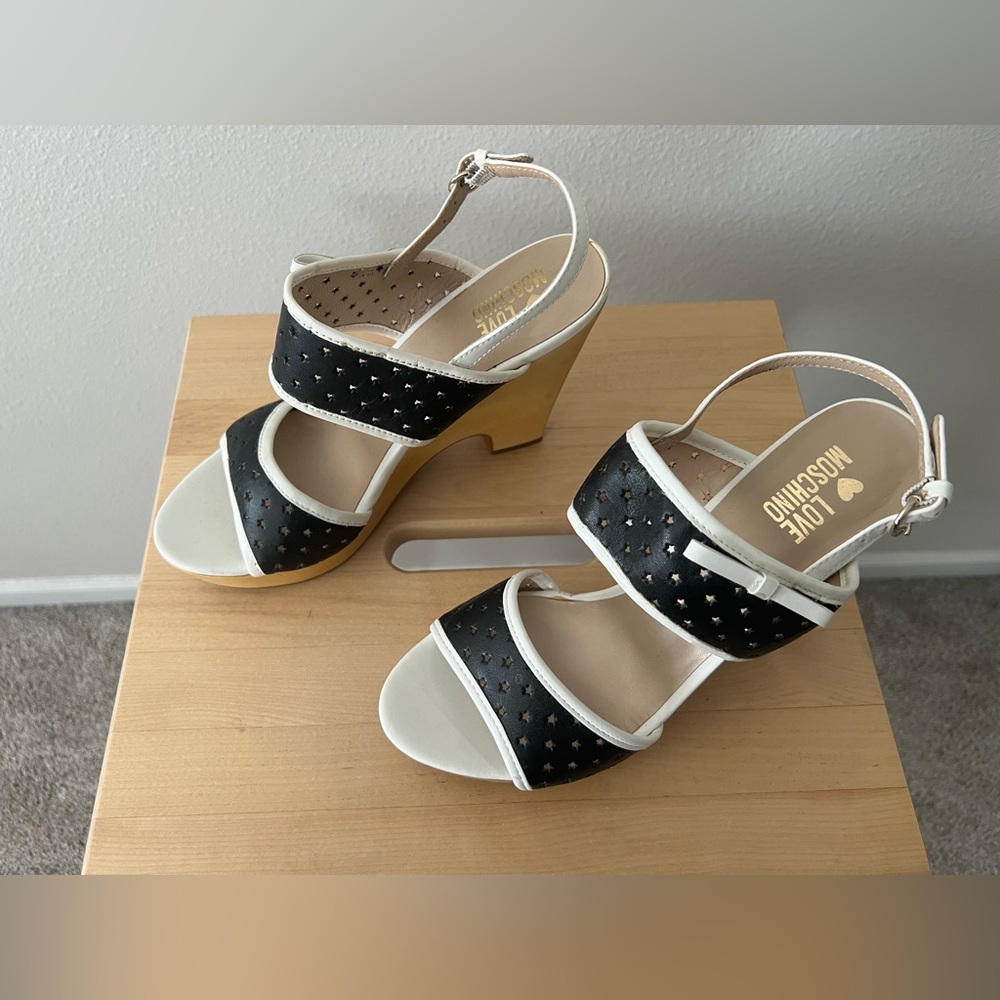 Vintage Love Moschino Black and White Platform Sandals - Picture 7 of 13